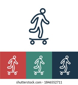 Lineares Vektorsymbol mit Skateboarder