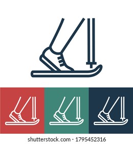 Linear vector icon with skier