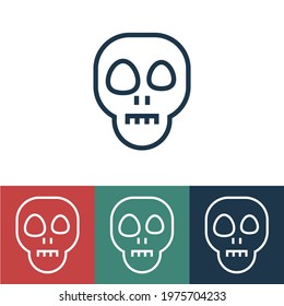 Linear vector icon with skull