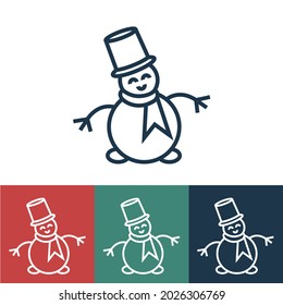 Linear vector icon with snowman