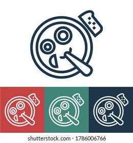 Linear vector icon with soup and bread