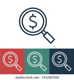 Linear vector icon with study of finance