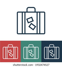 Linear vector icon with suitcase for trip
