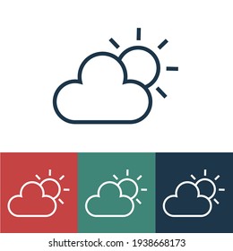 Linear Vector Icon With Sun And Clouds