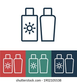 Linear vector icon with suntan cream