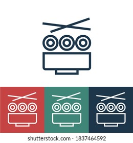 Icono de vector lineal con sushi en placa