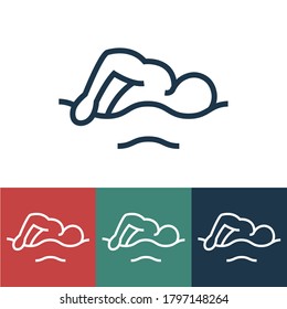 Linear vector icon with swimming