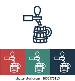 Linear vector icon with tap beer and glass
