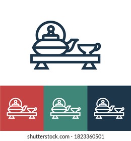 Linear vector icon with tea set