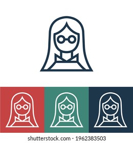 Linear vector icon with teacher