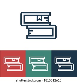 Linear vector icon with textbooks
