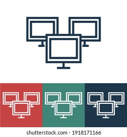 Linear vector icon with three monitors