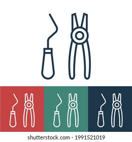 Linear vector icon with tool dentist