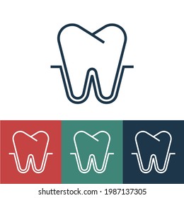Linear vector icon with tooth in gums