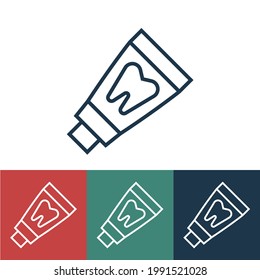 Linear vector icon with toothpaste