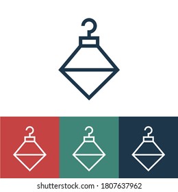 Linear vector icon with toy diamond on christmas tree