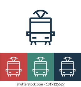 Linear vector icon with tram