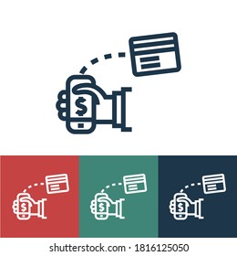 Linear vector icon with transfer of money