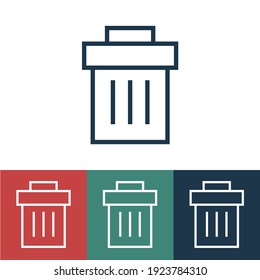 Linear vector icon with trashcan