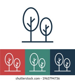 Linear vector icon with trees