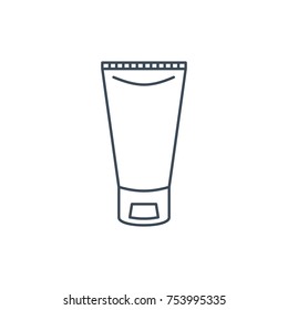 The linear vector icon of a tube of cream isolated on white background.