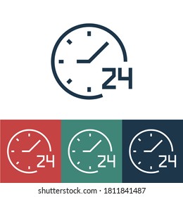 Linear vector icon with twenty-four hours