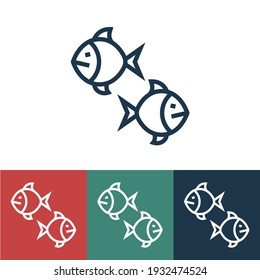 Icono de vector lineal con dos peces