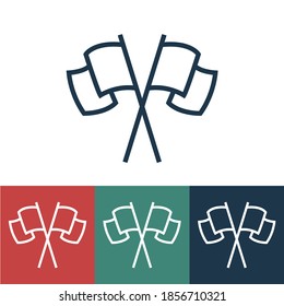 Linear vector icon with two flags