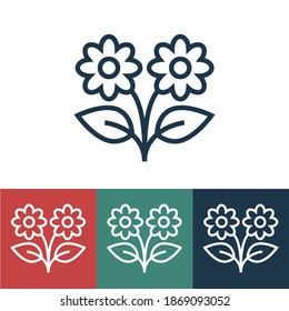 Linear vector icon with two flowers
