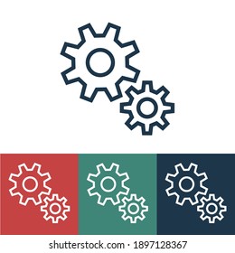 Linear vector icon with two gears