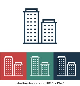 Linear vector icon with two houses