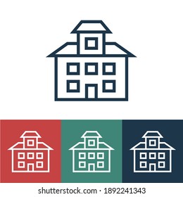 Linear vector icon with two-storey house