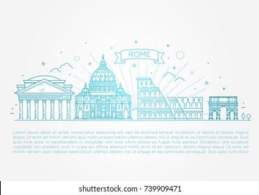 Linear vector icon for Vatican Rome Italy. Tourist attractions of Rome