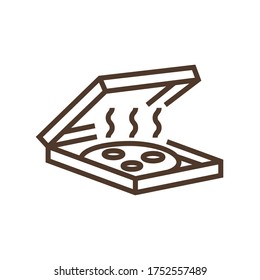 Linear vector icon with warm pizza