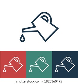 Linear vector icon with watering can for oil