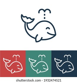 Linear vector icon with whale