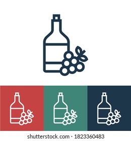 Linear vector icon with wine and grapes