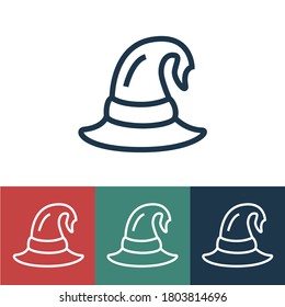 Linear vector icon with witch hat