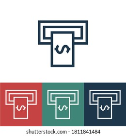 Linear vector icon with withdraw money