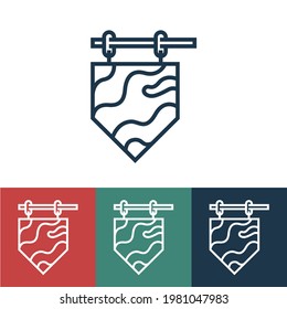 Linear vector icon with wooden sign