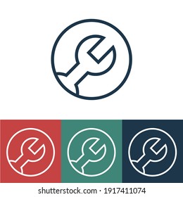Linear vector icon with wrench