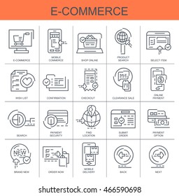 Linear vector icons set. E-commerce