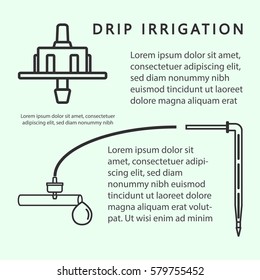 Linear vector icons for watering and irrigation systems.