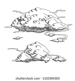 
linear vector illustration of clouds