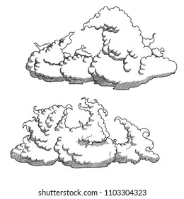 
linear vector illustration of clouds