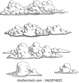 linear vector illustration
  of clouds