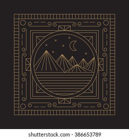 Linear vector illustration. Emblems design templates in linear style 