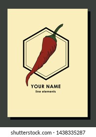 Linear vector illustration of hot chili pepper logo design 