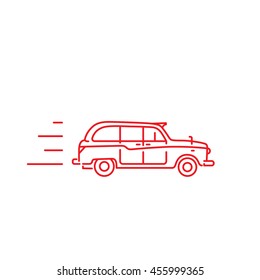 Linear vector illustration of a London taxi, black cab.