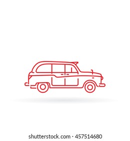 Linear vector illustration of a London taxi, black cab.